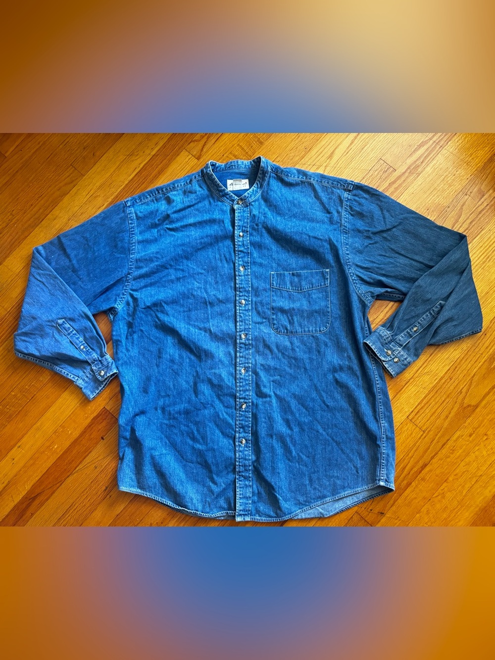 Eddie Bauer Vintage Men's XL Reg Blue Solid Denim Cotton Long Sleeve Shirt
